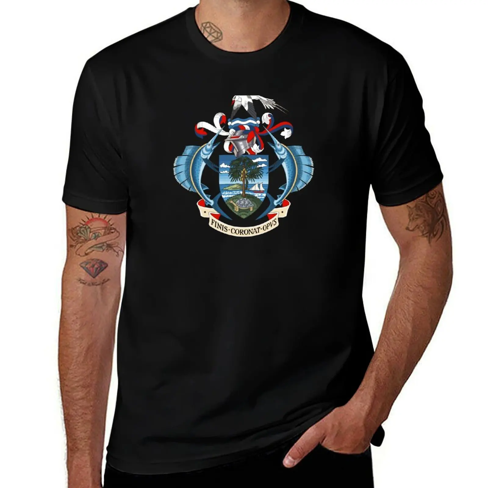 Seychelles coat of arms T-Shirt Breathable Mesh Panel T-Shirt