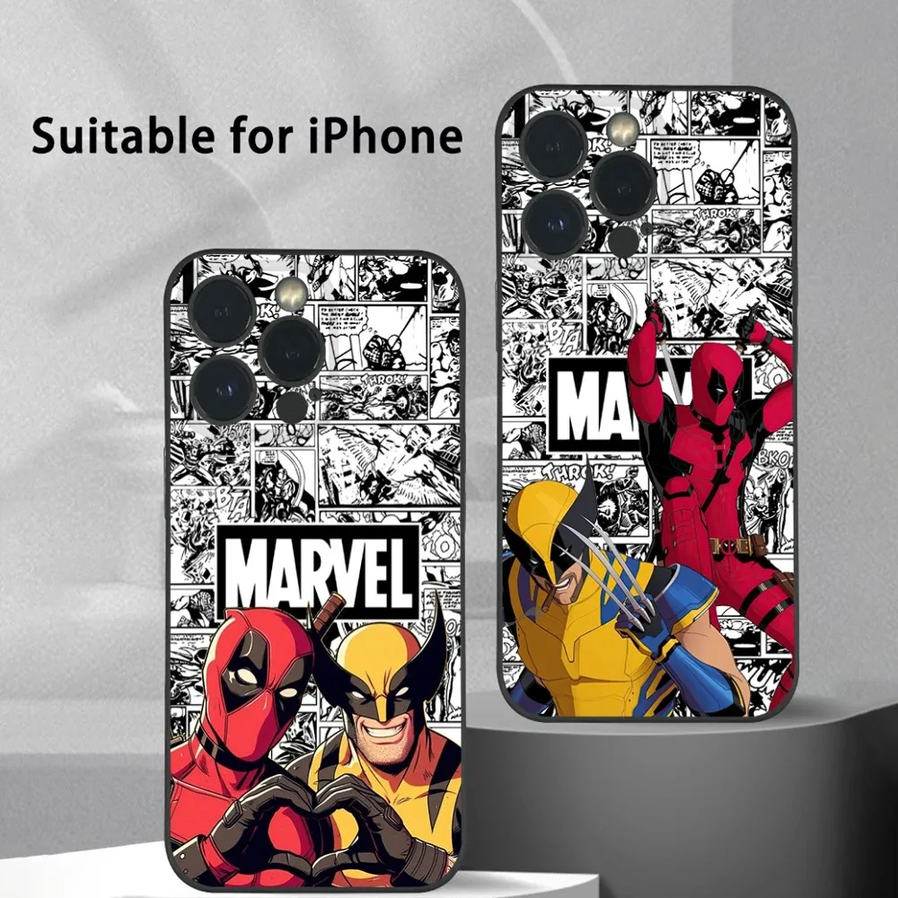 Deadpool And Wolverine Phone Case For iPhone 16 15 14 13 12 11 Pro Max Plus Mini Frosted Soft Shell Funda