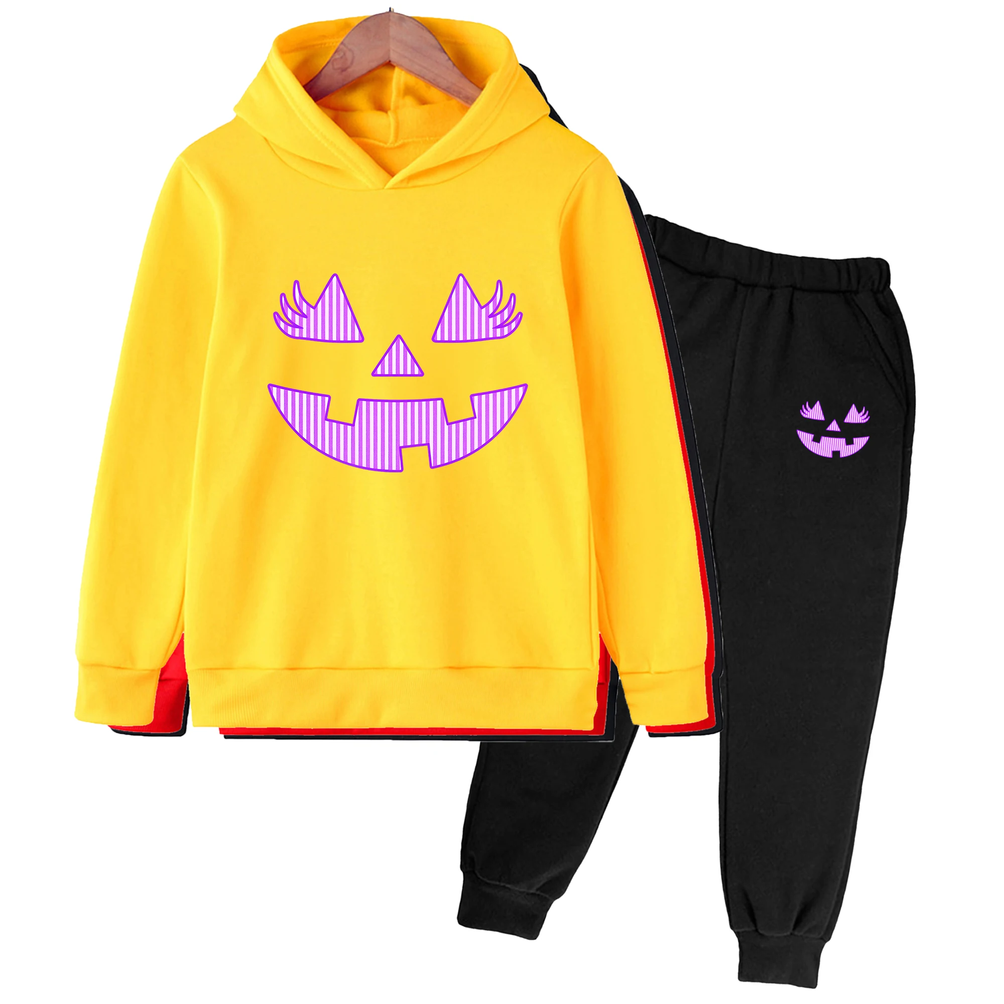 Kids Hoodies Sweatshirts Tracksuit Kawaii Jack O Lantern Printed Halloween Spooky Gift Children Clothing Outfits For 3-14Y