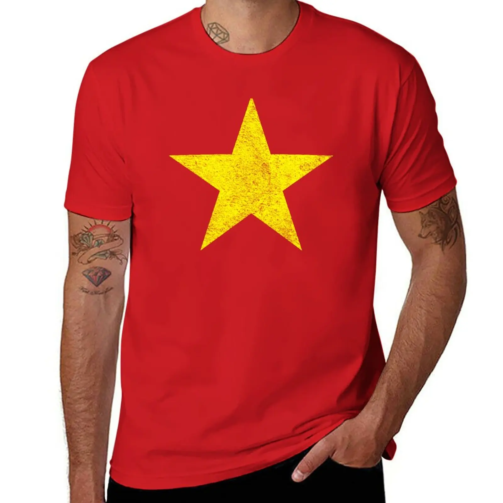 

VIETNAM FLAG VIETNAMESE NATIONAL FLAG STAR T-Shirt plain korean fashion cute tops plus size clothes cotton t shirt men