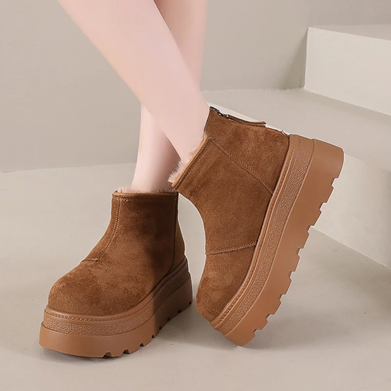 

Platform Snow Boots Women Flats Fur Cotton Shoes Warm Short Boots 2025 Winter Trend New Sneaker Sport Walking Shoes Mujer Botas