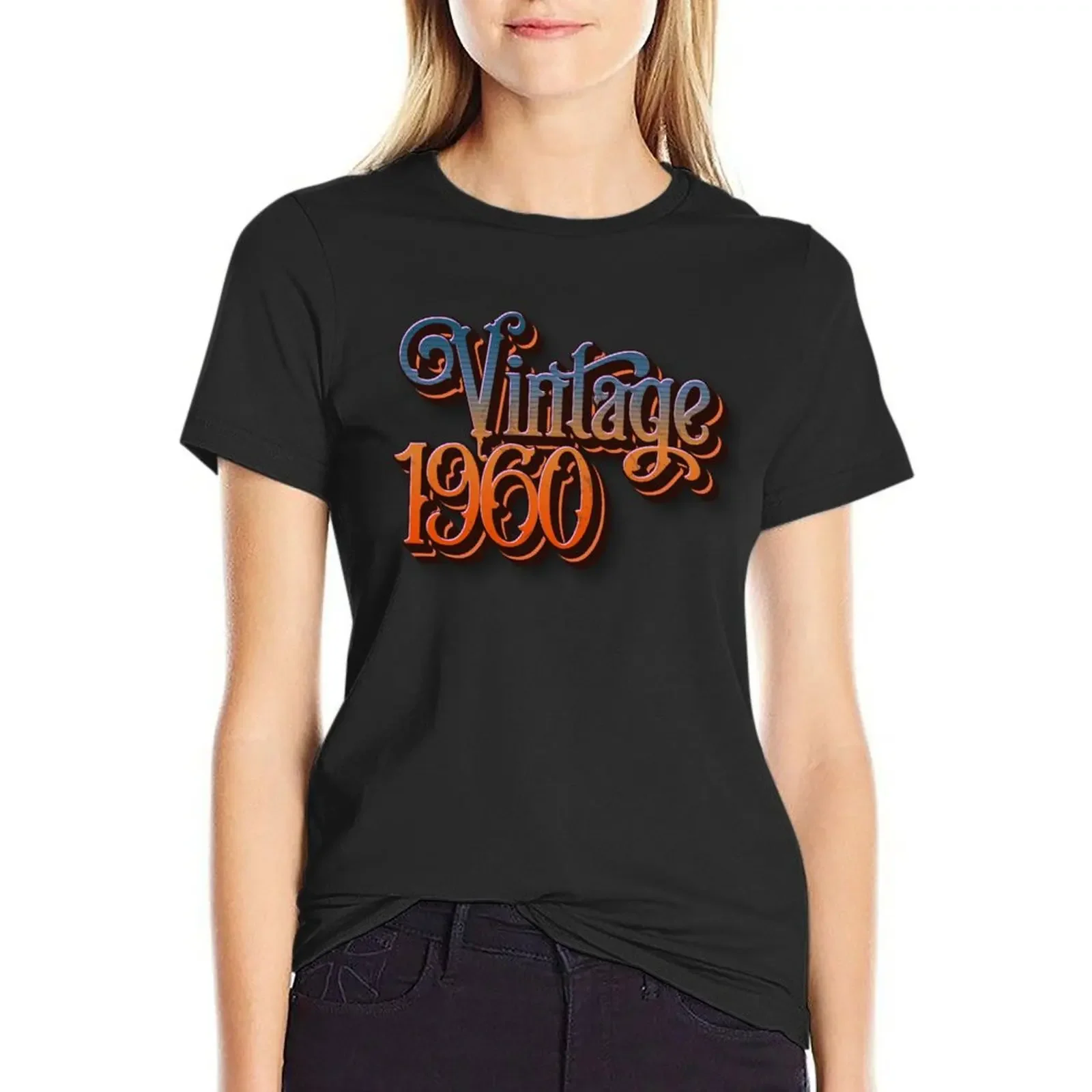 

Vintage 1960 - retro T-Shirt anime blacks quick-drying plus size tops oversized workout shirts for Women