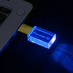 JASTER 발광 USB 드라이브 골드 리드 크리스탈 USB 플래시 드라이브, 다채로운 LED 메모리 스틱, 파이오니어 DJ 포함, 128GB, 64GB, 16GB