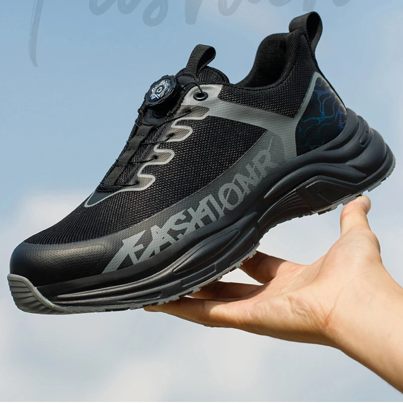 Size 38-45 Men Safety Work Boots Outdoor Hiking Shoes Air Mesh Sneaker Popcorn Sole Kevlar Insole Anti-smash Steel Toe Cap 6822