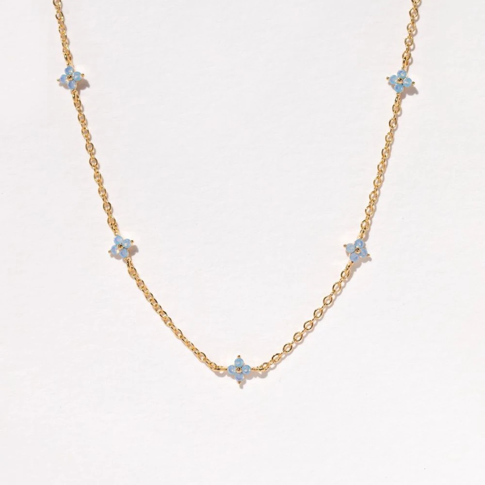 High Quality Tiny Blue Flower Necklace for Women Gold Color Cute Pendant Necklace Trendy Female Birthday Jewelry Bijoux Gift