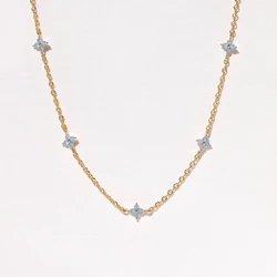 High Quality Tiny Blue Flower Necklace for Women Gold Color Cute Pendant Necklace Trendy Female Birthday Jewelry Bijoux Gift
