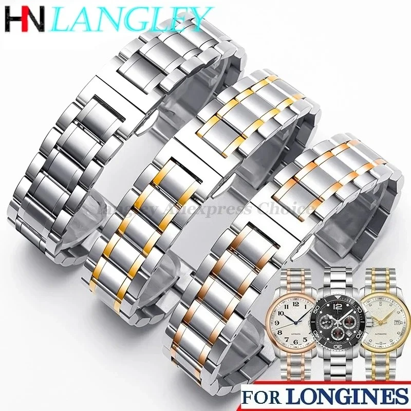 Watch Band For LONGINES WatchBand Stainless Steel Bracelet Original Master Crescent 12/13/14/15/16/17/18/19/20/21/22/24mm Strap