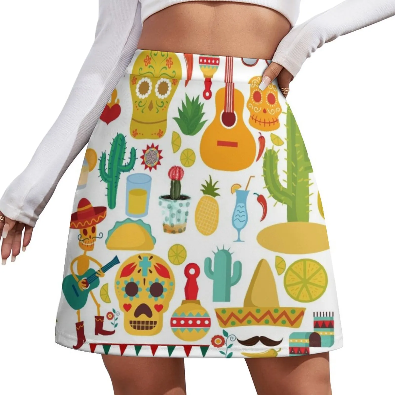 Fiesta Pattern Mini Skirt Korean clothing kawaii clothes luxury clothes women Mini Skirt