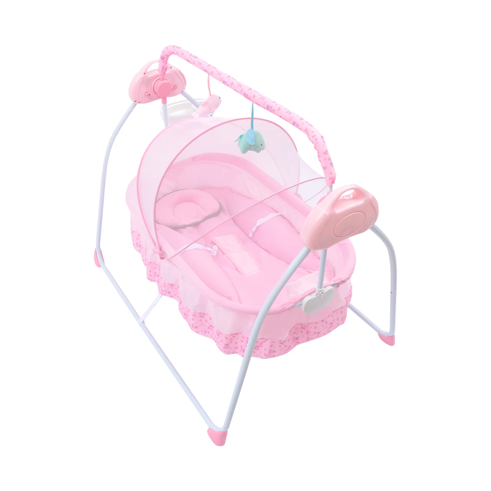 Portable Electric Baby Swing Cradle with Adjustable Amplitude (5 Gears), Remote Control, Foldable Design, Mosquito Net, and