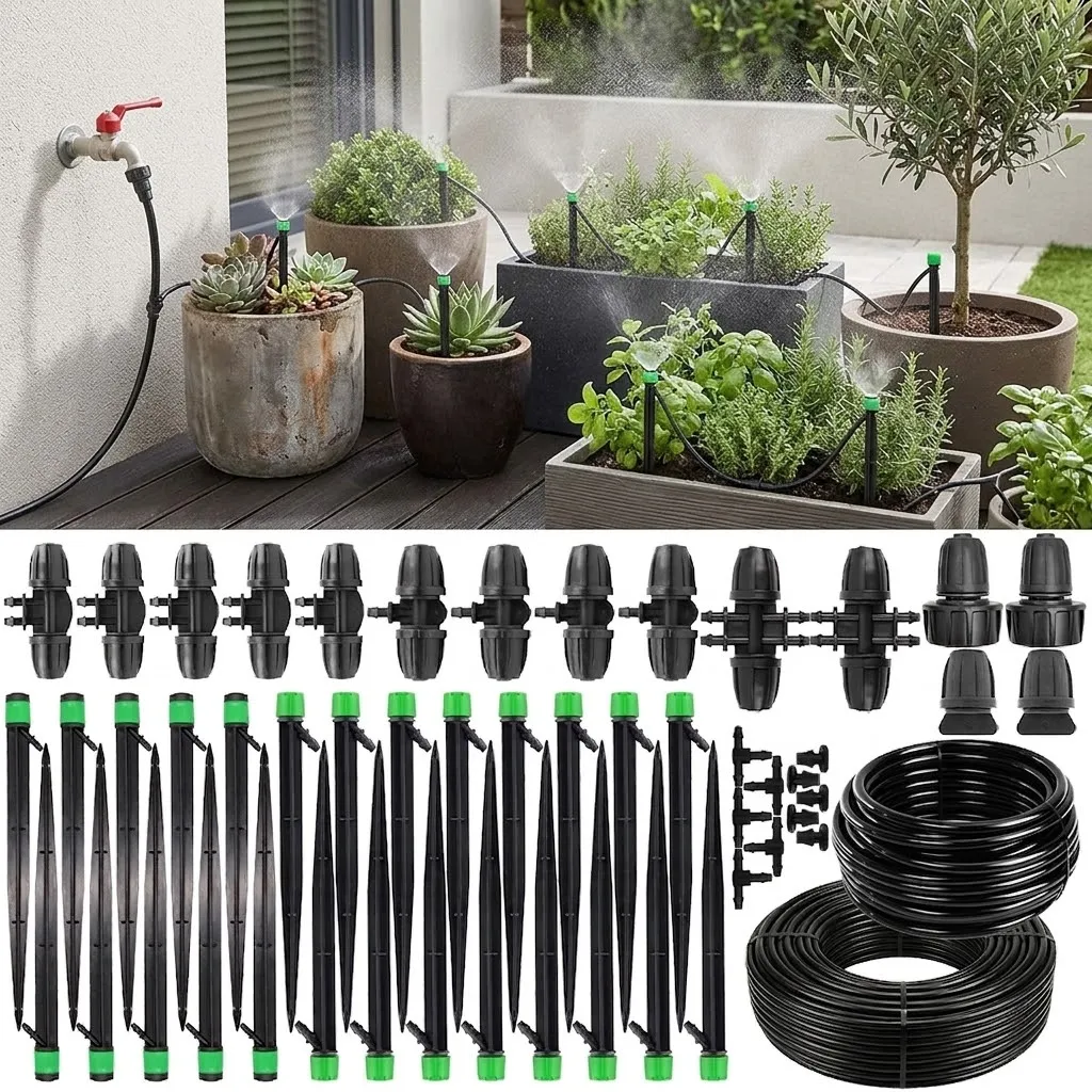 Adjustable Premium Complete Drip Irrigation System for Garden with High Quality Drip Emitters and 5/16 Inch 1/4 Inch Irrigation