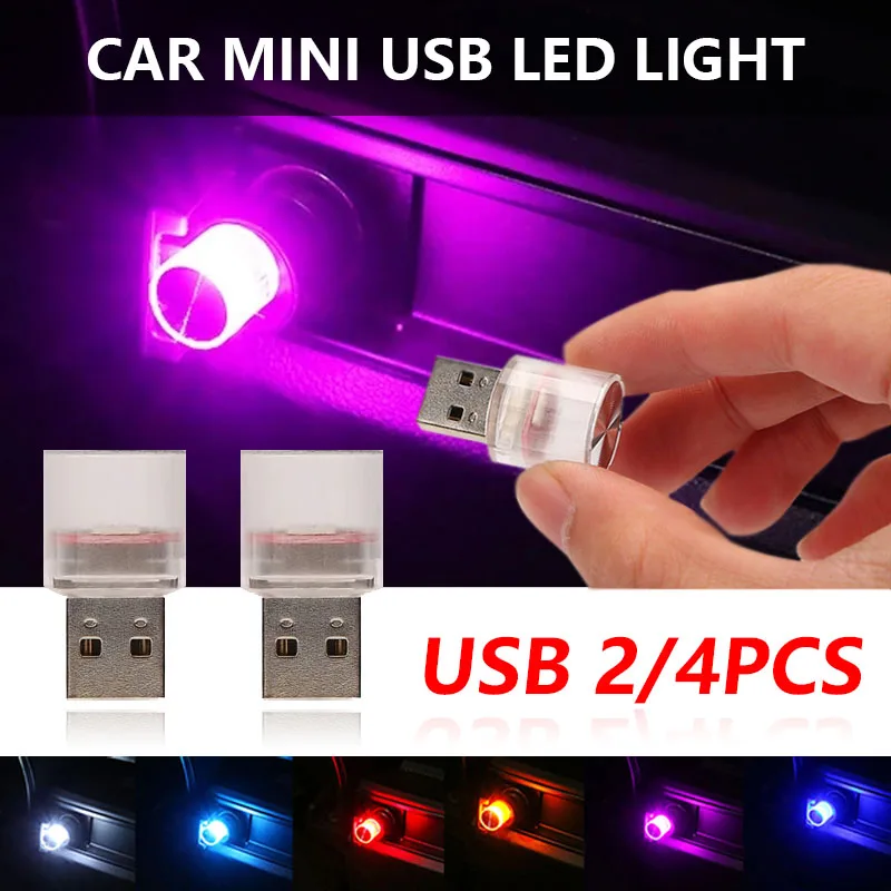 

4 шт. автомобильный мини-USB светодиодный окружающий свет портативный Plug and Play декоративные атмосферные лампы для внутренней окружающей среды мигающий свет