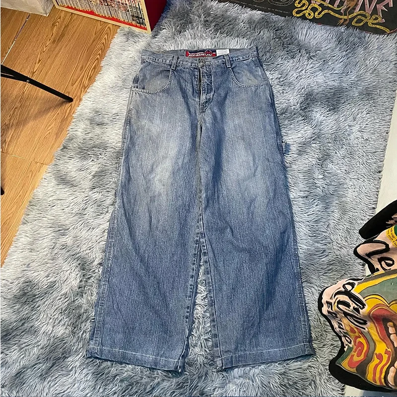 JNCO-Calça Jeans Perna Larga Masculina, Calça Casual Baggy, Streetwear Retro, Hip Hop, Harajuku, Alta Qualidade, Bordada, Novo, Y2K