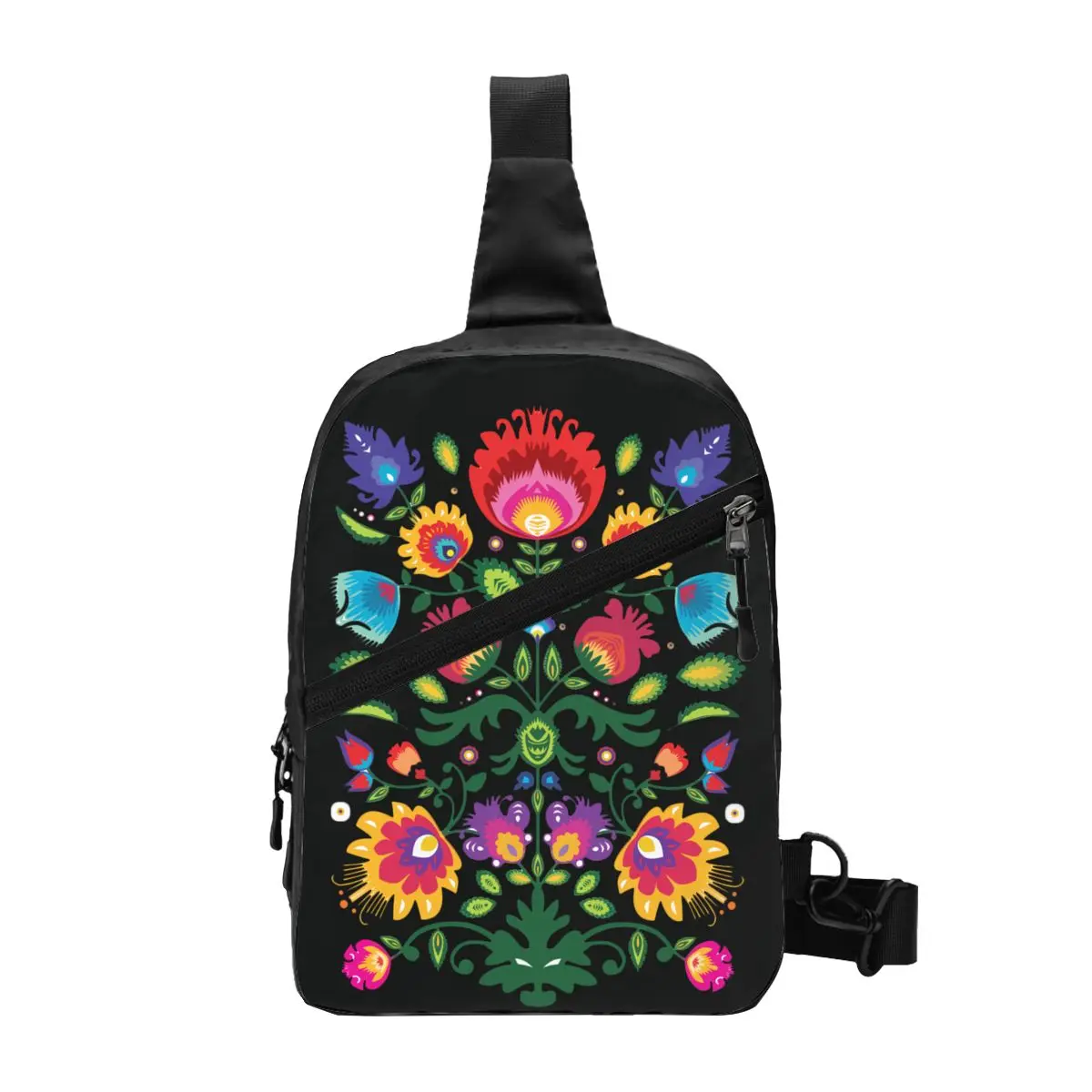 Polish Folk Floral Sling Chest Crossbody Bag Men Cool Poland Flowers Art Shoulder Backpack for Travel Cycling