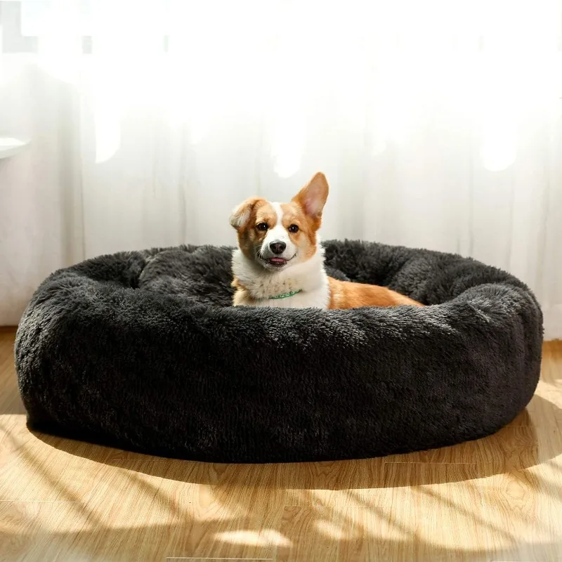 

Donut Dog Beds for Medium Dogs,Washable Large Dog Bed Calming Cuddler,Fluffy Round Pet Bed,Faux Fur Small Cat Bed.