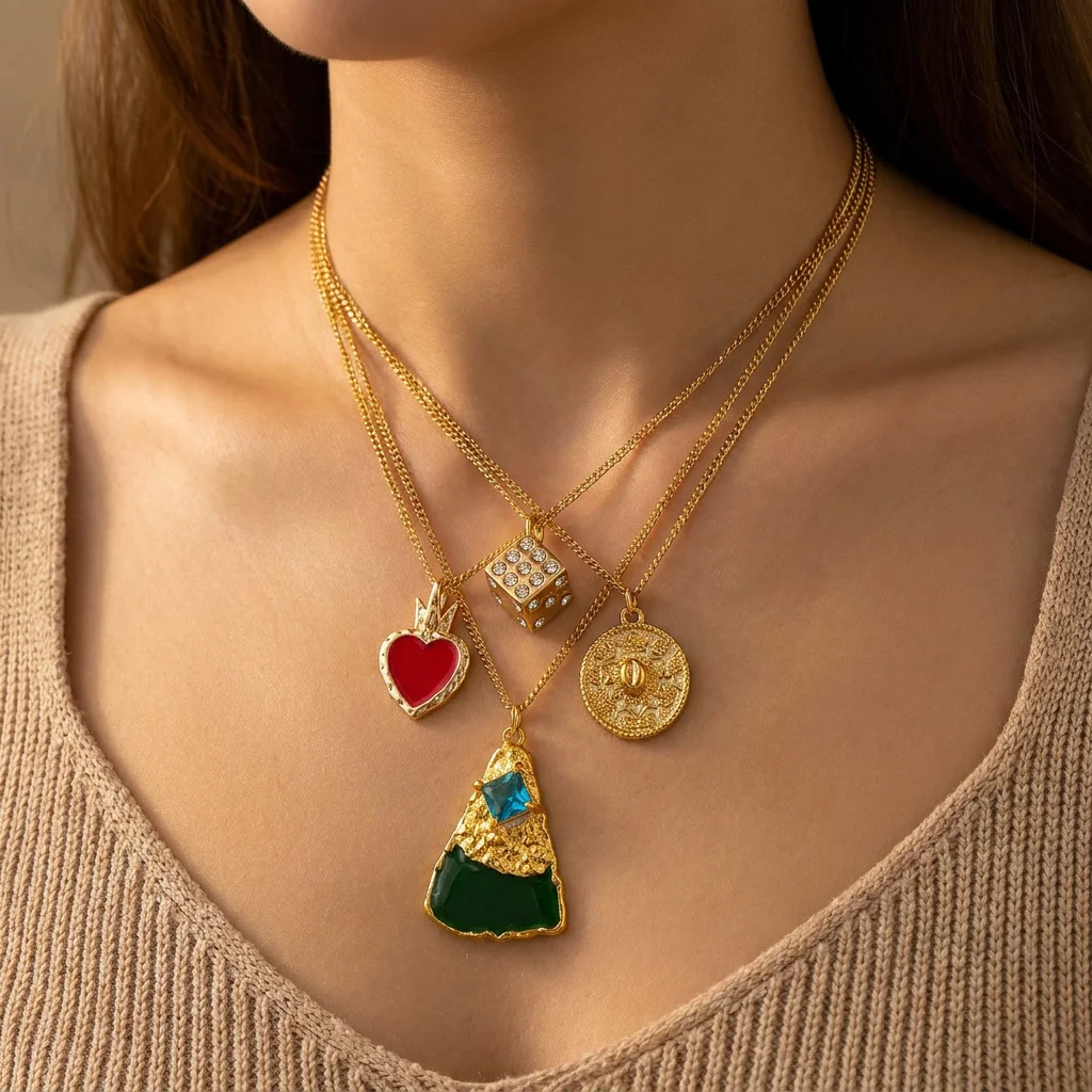 3 Stück frische und schlichte neue achteckige Stern-Mond-Blitz-DIY-Anhänger für Schmuck – Detail 1