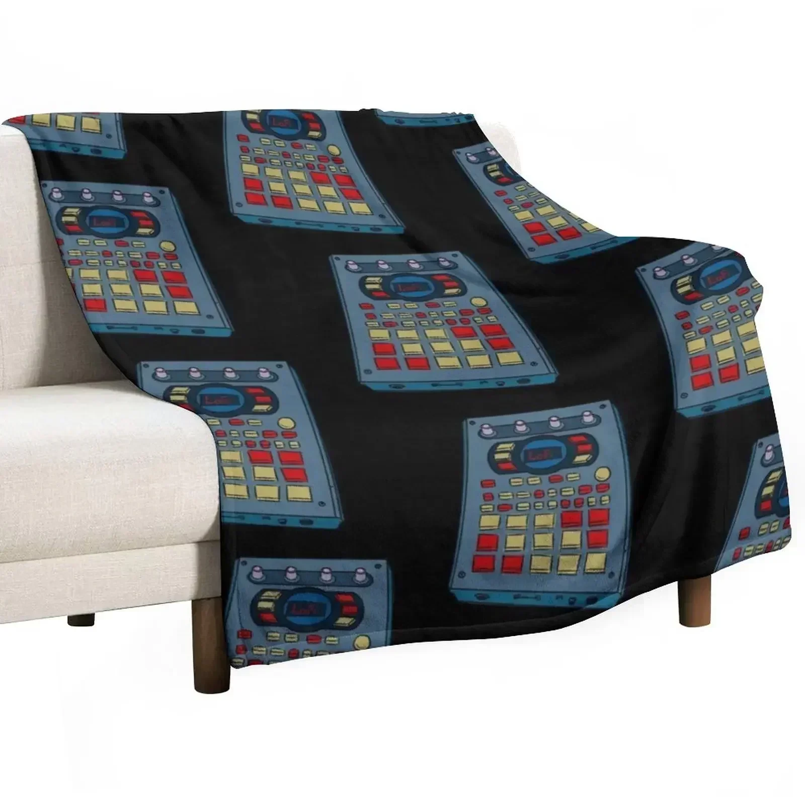 Manta de felpa suave con diseño de sampler de caja de ritmos Roland SP404 para sofá y silla