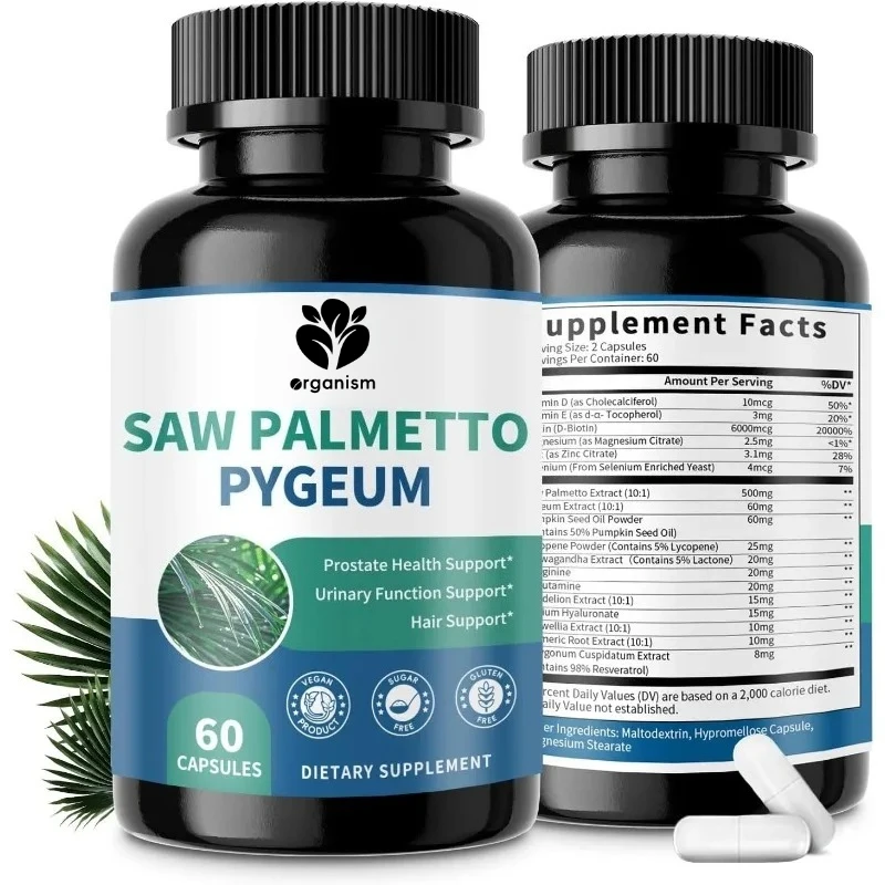 

Saw Palmetto 500mg Pumpkin Seed Oil Prostate, Urology, and Hair Health Supplement Herbal Mixture Formula Capsules