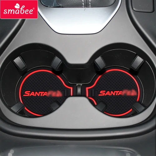Imagen 2 del producto Smbee-alfombrilla antideslizante con ranura para puerta, accesorio para Hyundai Santa Fe 2013 - 2018 DM Maxcruz Grand SantaFe, portavasos, almohadilla con ranura para puerta