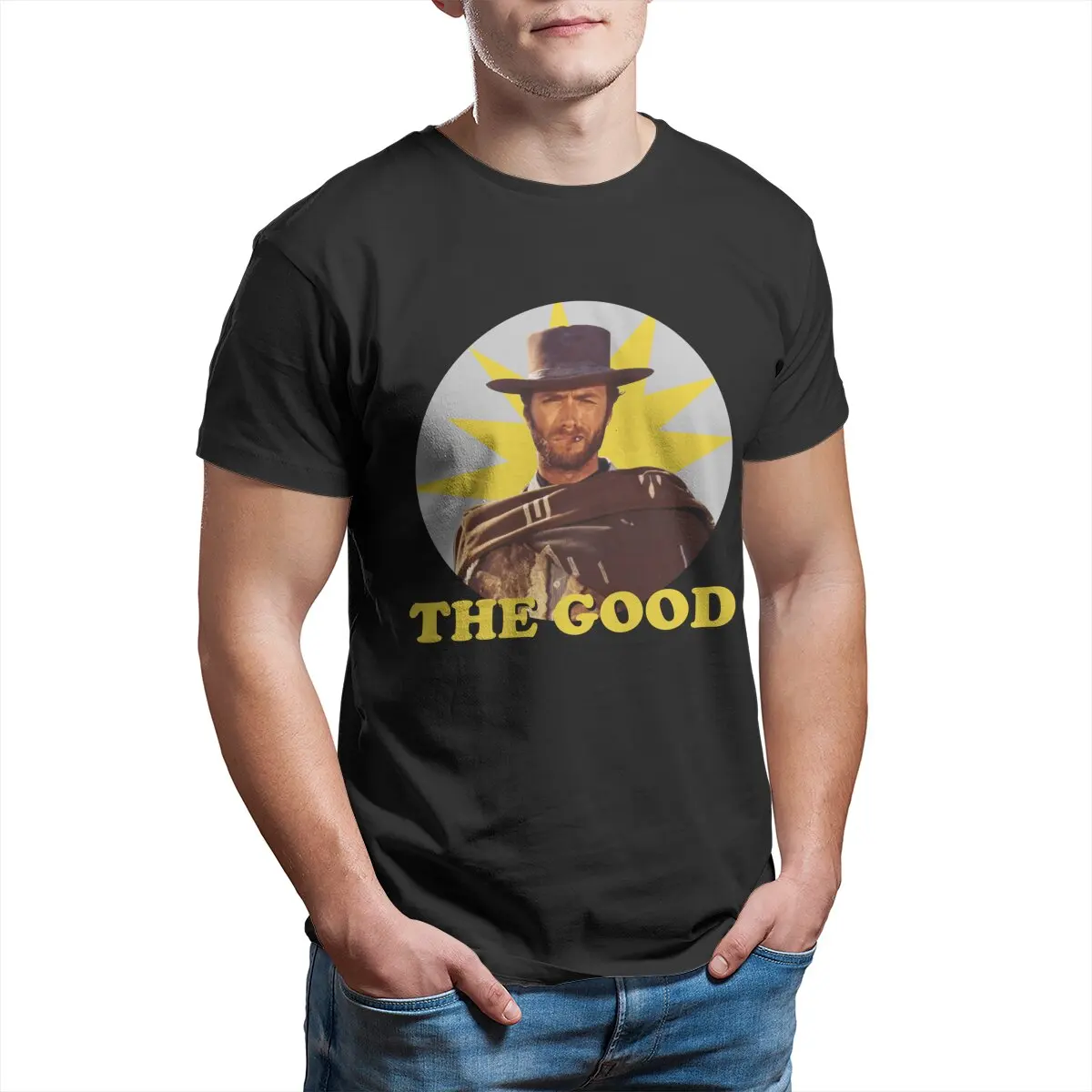 Clint Eastwood cool and The good, the bad and the ugly retro movie printed T-Shirt for Men Big Size 100% Cotton graphic tshirts