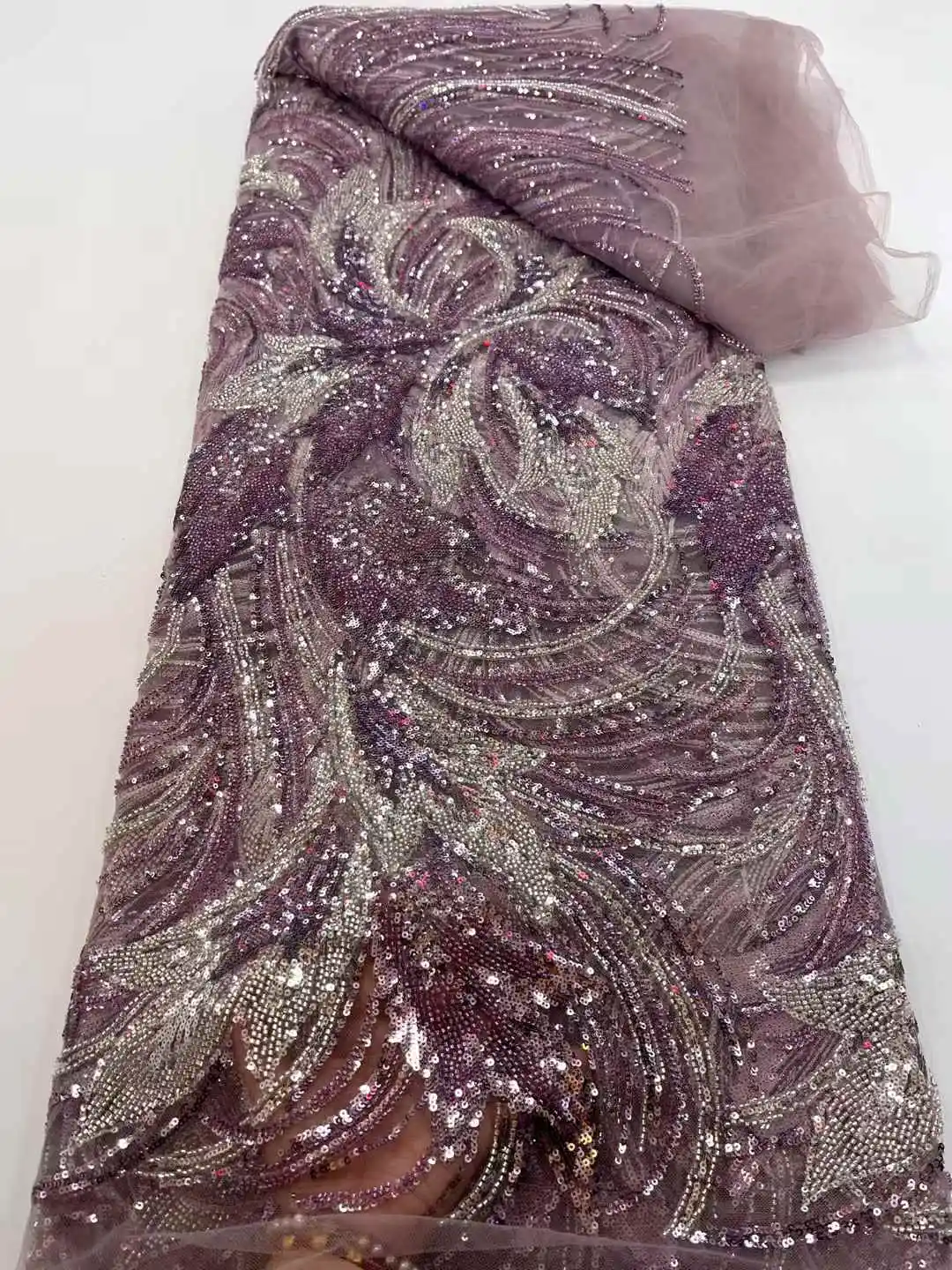 Nigeriano Nuovo Elenco In Rilievo Maglia di Pizzo di Alta Qualità Francese Paillettes Sposa Africana Tessuto di Pizzo Per La Festa Nuziale di Lusso 2025