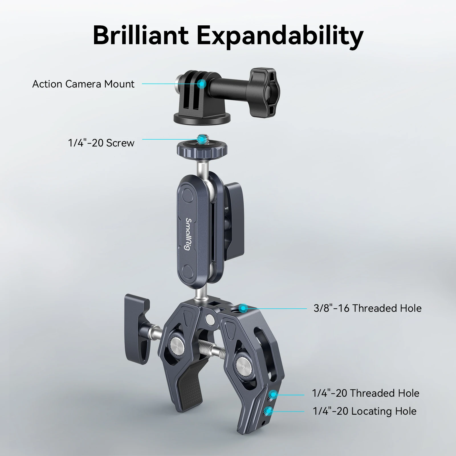 SmallRig Aluminum Super Clamp with Double Ball Head Magic Arm 1/4\