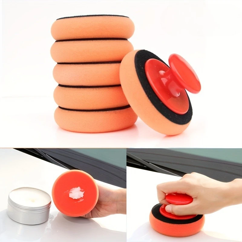 Soft Round Polishing Buffer Sponge Handheld Car Wax Applicator Auto Wax Coating And Surface Cleaning Accessory