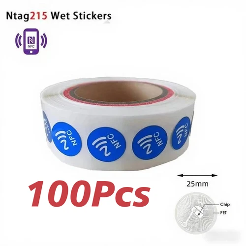 Etiquetas NFC programables adhesivas azules, 20/50/100 Uds., compatibles con Android y IPhone, memoria de 504 Bytes, pegatina de 13,56 Mhz