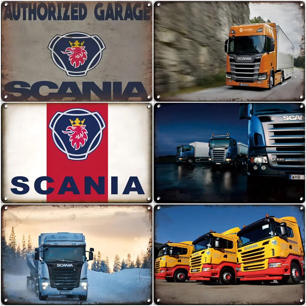 Chic Truck Metal Poster Tin Sign Vintage Scania Art Painting Metal Plate Signs Retro Man Cave Garage Wall Sticker Decor Plaque