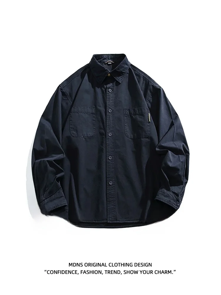 

American Sle Loose Fit Long Sve Cotton Work irt Men's Casual Faion Retro Brand ket irt Versatile Autumn Outerwear