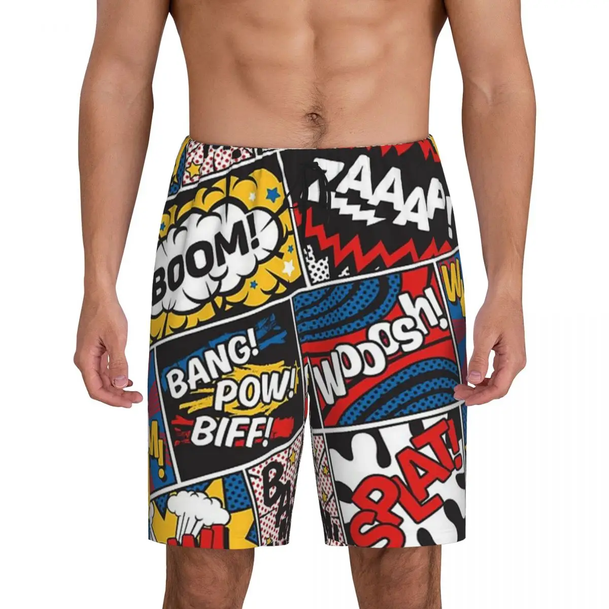 

Custom Comic Book Superheroes Pattern Pajama Shorts Men Sleepwear Lounge Bottom Stretch Sleep Short Pjs with Pockets