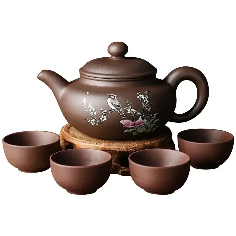 Authentic and Rare Exquisite Purple Clay Handmade Xishi Teapot - Beautiful Traditional Tie Guanyin Puer Kettle Set with Rare Uni