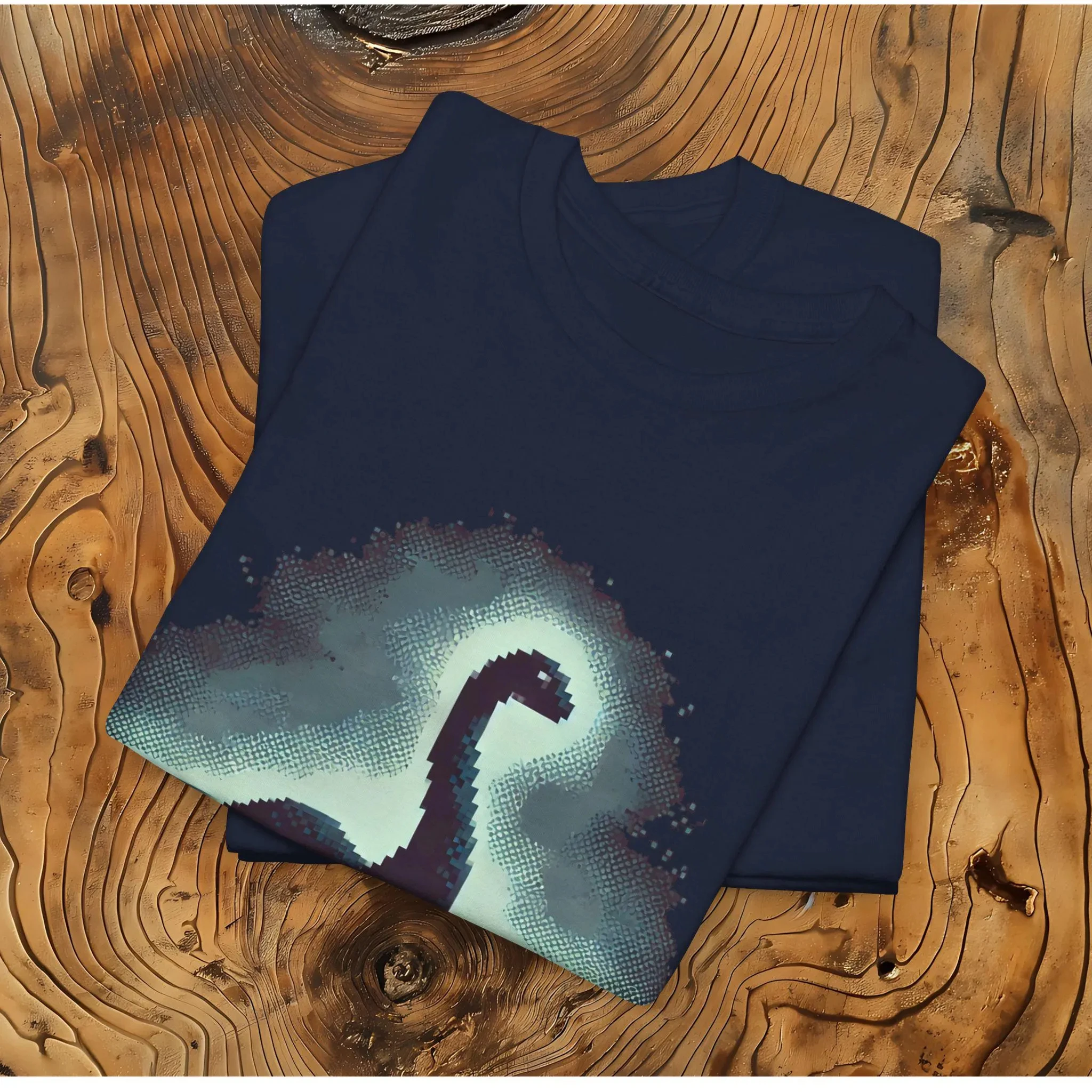 تي شيرت Nessie Loch Ness Monster تي شيرت Cryptid Pixel Art تي شيرت مخلوق غامض للجنسين قطن تي شيرت هدية مثالية لمحبي علم التشفير