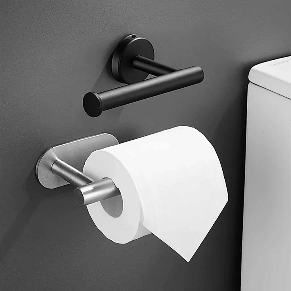 Luxury Adhesive Toilet Paper Holder Stainless Steel Wall Mount Nail-free Tissue Towel Roll Storage Hanger Rack Bathroom Kitchen