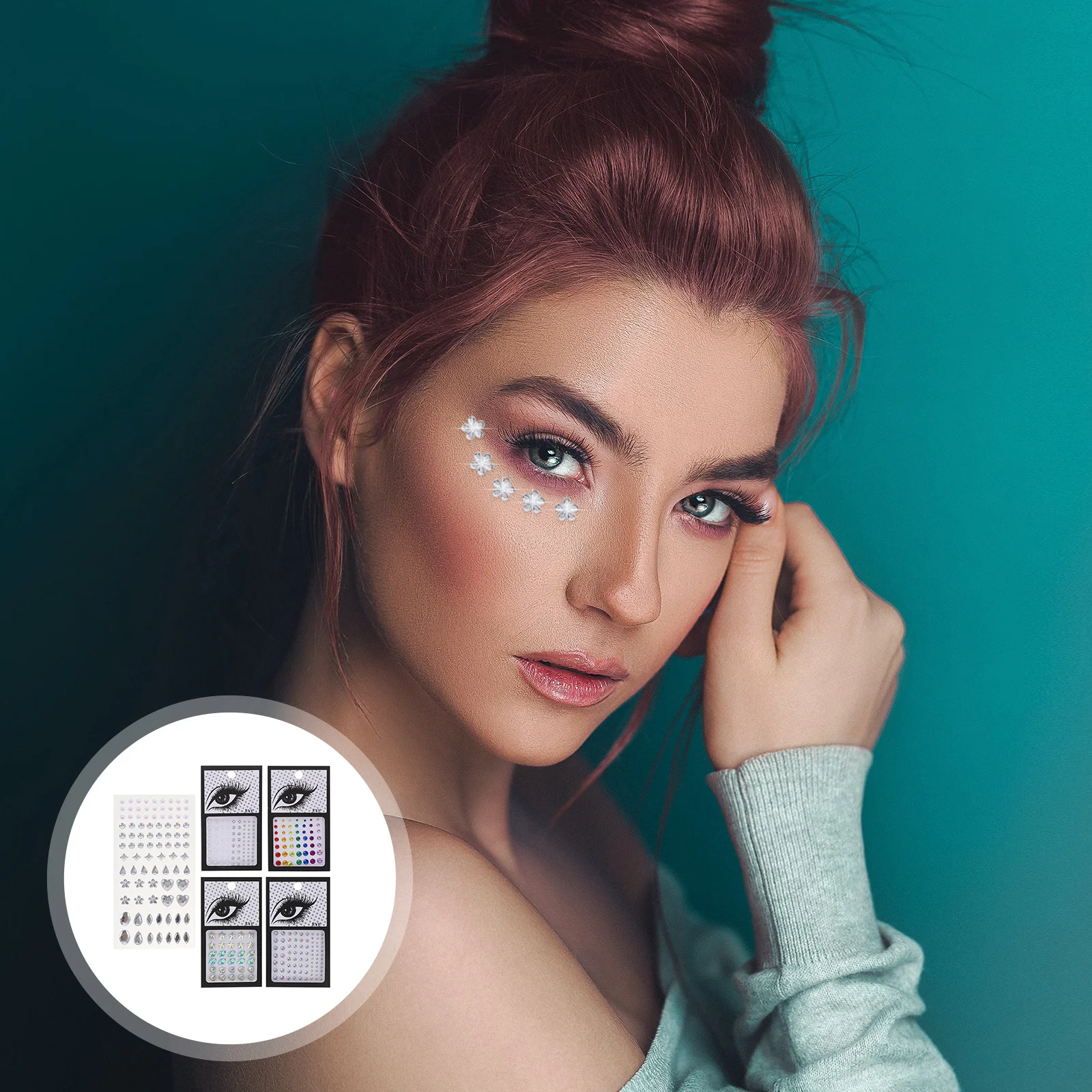 

5 листов блестящие драгоценные камни для макияжа, украшения для лица, стразы, женские наклейки для глаз, вечерние, фестиваль, декоры для тела, драгоценные камни для макияжа