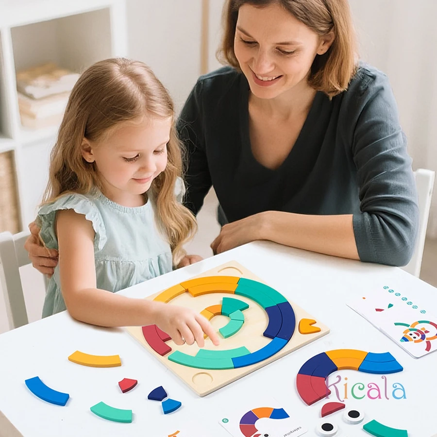 ตัวต่อจิ๊กซอว์ 3 มิติ บล็อกสีรุ้ง ของเล่นเสริมสร้างพัฒนาการเด็ก ฝึกสมอง ของเล่นไม้เสริมทักษะ สนุกสนานสำหรับเด็กเล็ก ของเล่นเสริมการเรียนรู้หลากหลายรูปแบบ