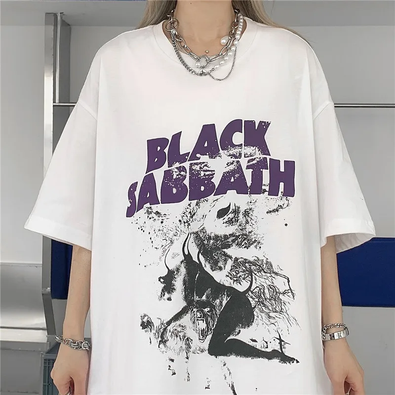 T-shirt w za dużym rozmiarze kobiety Y2K Grunge lato Goth kobiet T koszula kobiet luźny T-shirt Y2k druku główna ulica topy ubrania w stylu Harajuku