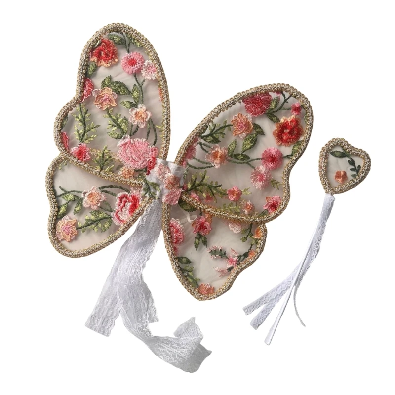 1 set d'angelo in pizzo con bastone magico abbinato per bambini, accessori fotografici per sessioni fotografiche