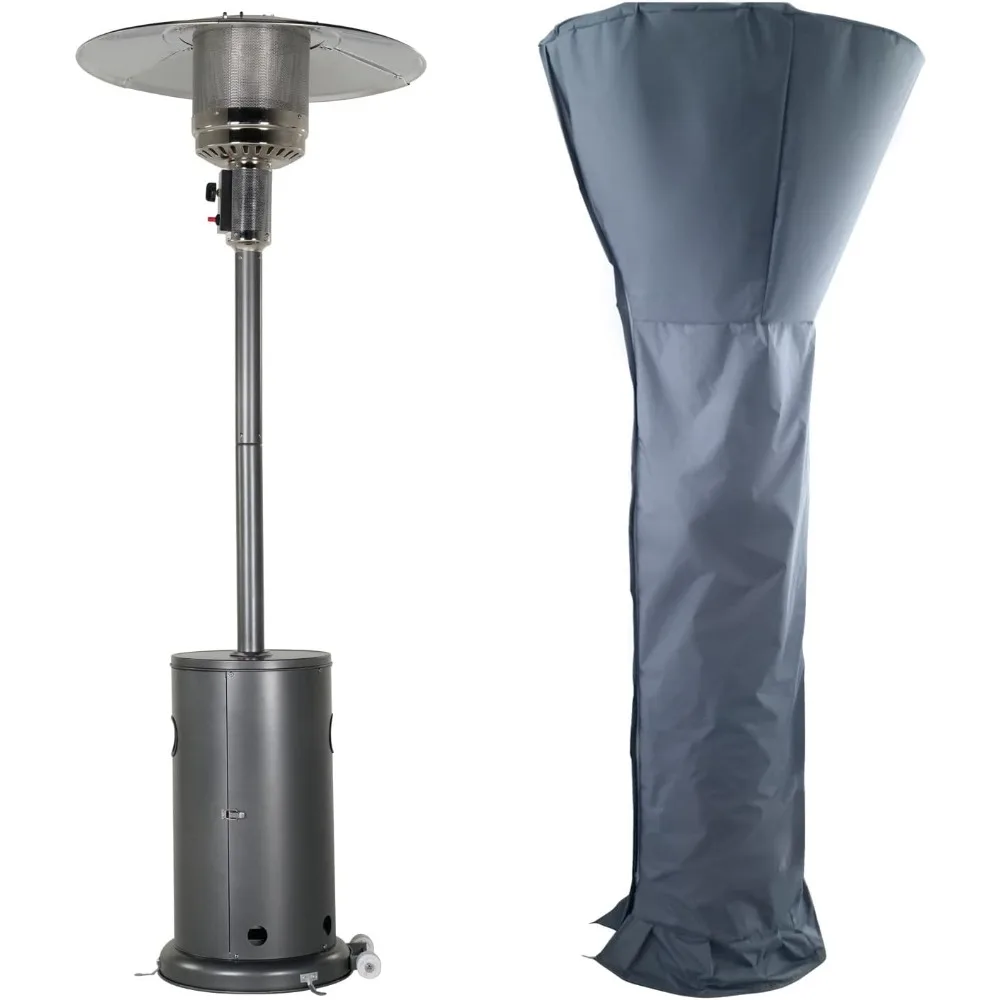 

Outdoor Propane Heater with Wheels with protective cover, 48,000 BTU Freestanding Mushroom 7' Powder Coated LP Patio Heater