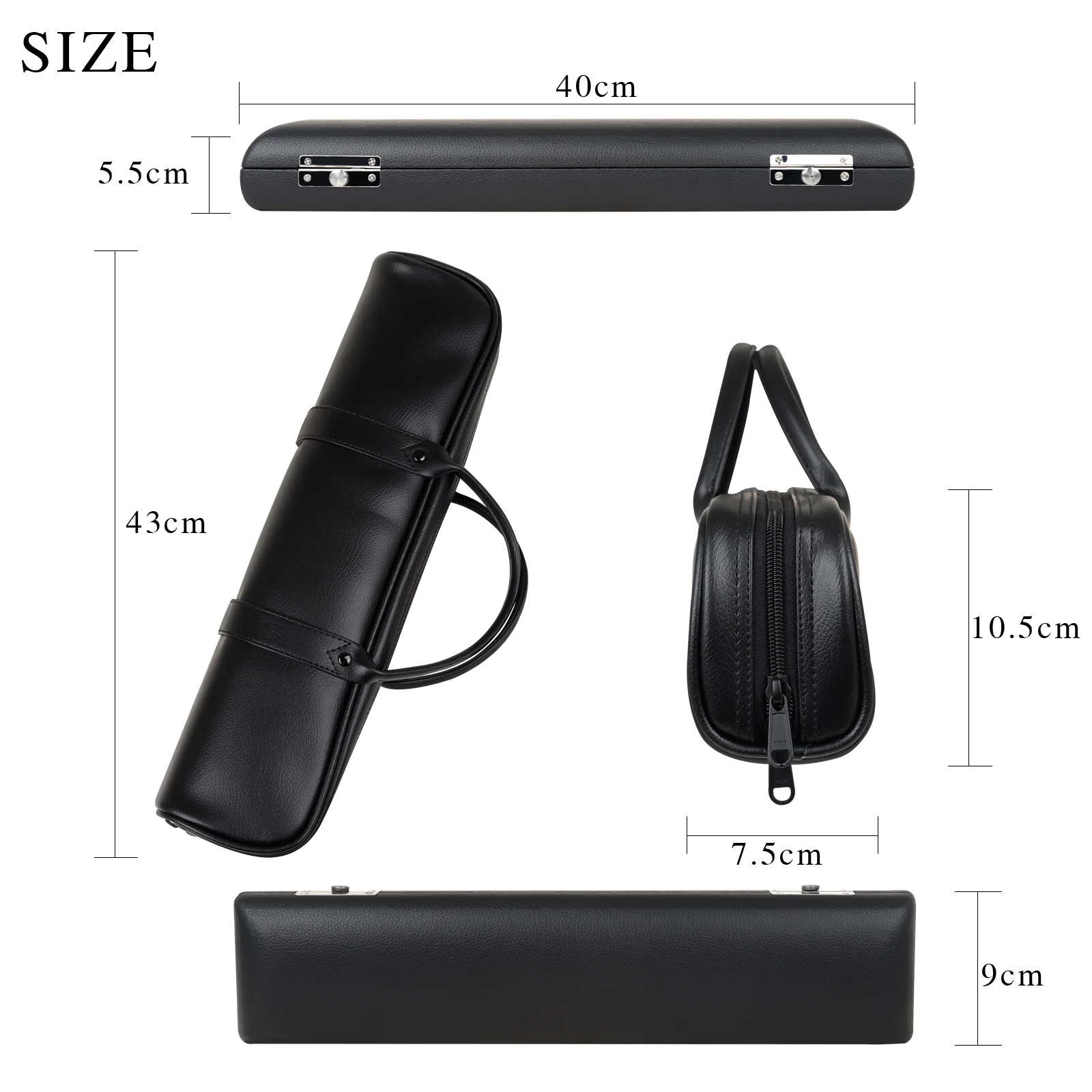 Leather Case Kit 16 Hole Flute Flute Hard Shell Box Portable Leather Handbag for Flute Storage Protection Travel Performance Use