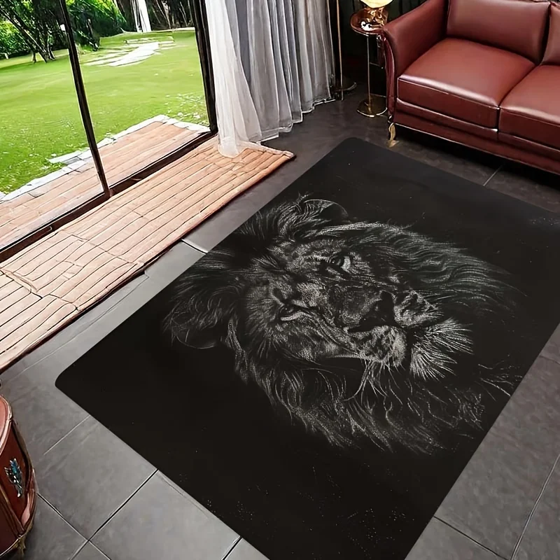 Majestic Lion High Definition Printed Non-Slip Floor Mat Washable Decorative Area Rug for Living Room Bedroom Kitchen Entrance