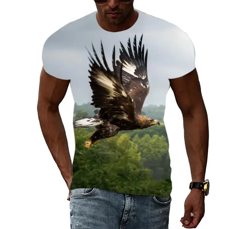 Summer Fashion Animal Birds Eagle graphic t shirts For Men 3D Print Hip Hop Harajuku Personality Round Neck Short Sleeve Top