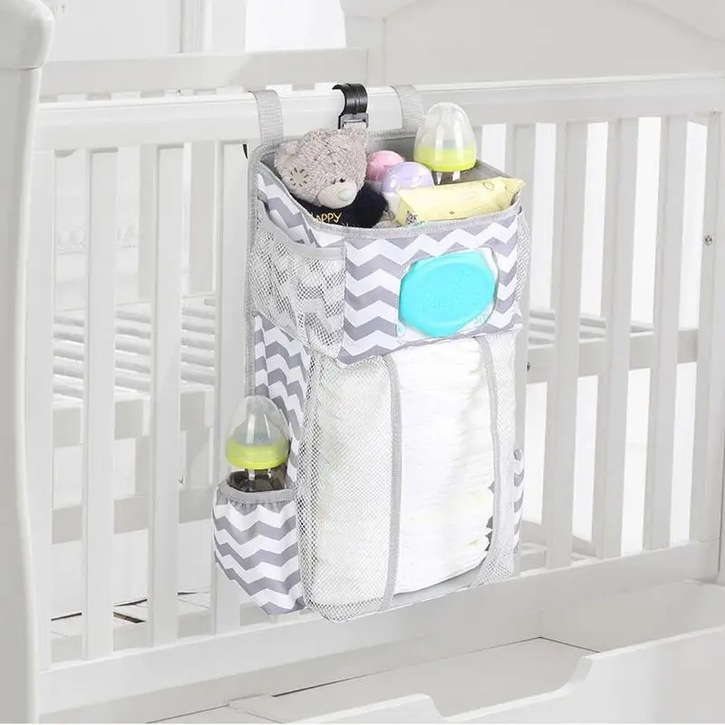 Oxford Cloth Baby Newborn Bed Storage Organizer Crib Hanging Storage Bag Toy Organizer Baby Bedding Diaper Storage Pouch