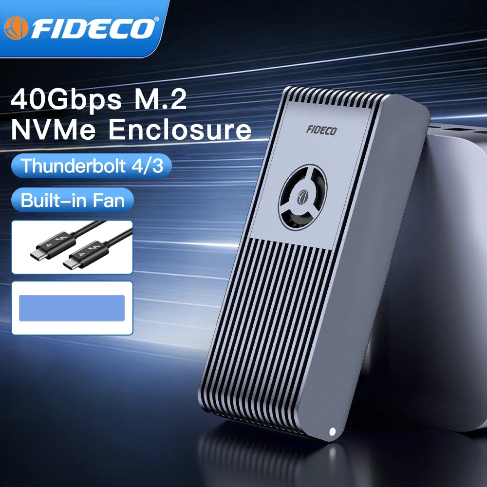 FIDECO Aluminum USB4 M.2 SSD Case 40Gbps SSD Adapter M2 NVMe Case Compatible with Thunderbolt USB4.0 Type-C Hard Drive Case