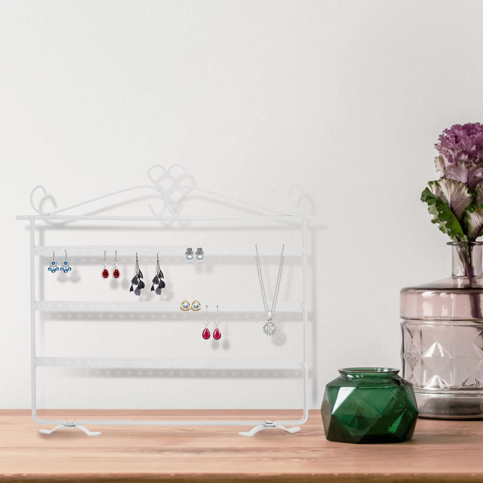 

Premium 3-Tier Jewelry Display Rack for Earrings Necklaces Bracelets Watches Decorative Desktop Organizer Stand for Vanity