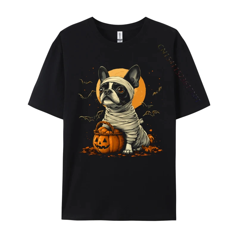 

Mummy Boston Terrier Pumpkin Scary Halloween Dog Lovers 2024 Hot Sale Men T-Shirt Slim Fit Birthday Tops Shirt Pure Cotton