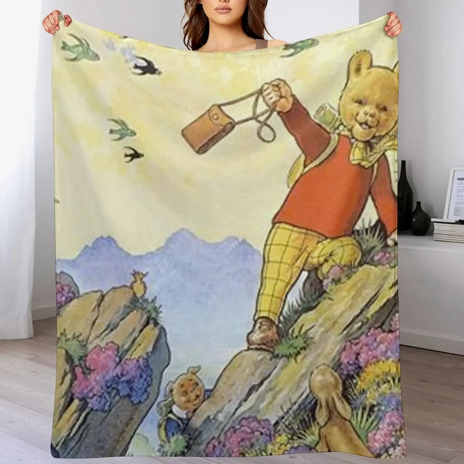 

Rupert bear Throw Blanket Beach Decorative Sofa Comforter Cute Plaid Blankets