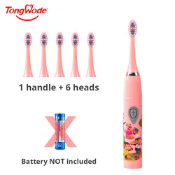 Children Sonic Electric Toothbrush IPX7 Waterproof Colorful Cartoon For Kid Use Soft Bristle Replaceable With Tooth Brush Heads