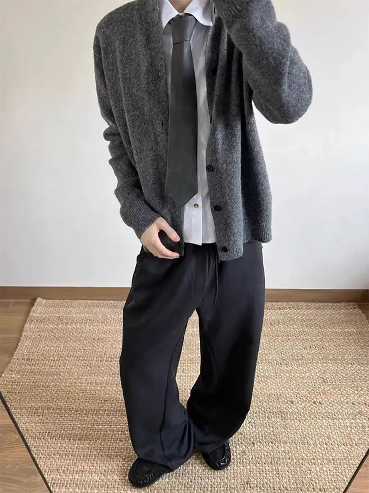 

Мужской вязаный кардиган большого размера с высоким воротником из шерстяной смеси с цветочным узором, осенне-зимний, винтажный, Cleanfit