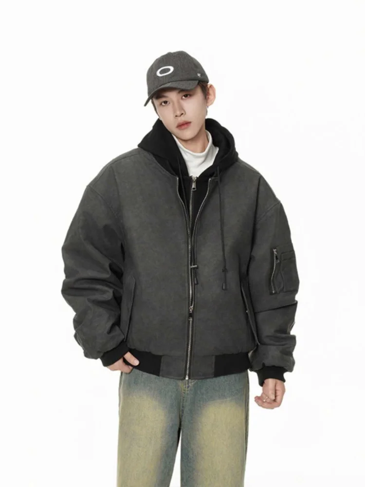 

ay Bomber Cotton Jaet Men's Winter Baseball Jersey Coat Polyester Filling American Sle MA Pilot Jaet Casual Warmth