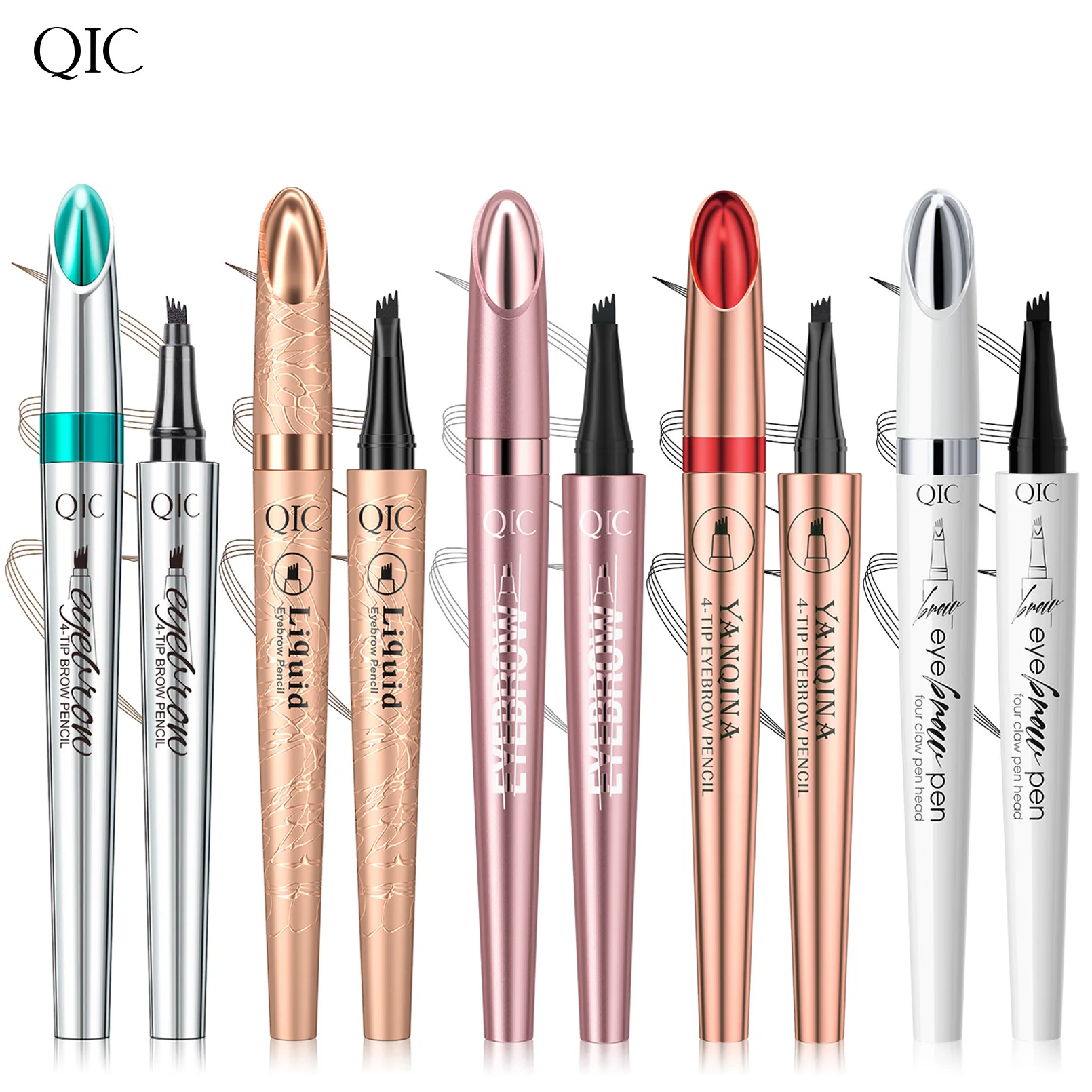 プロのマイクロブレーディング眉ペン 4 in 1 防水アイブロウキット 初心者向け簡単使用 自然な仕上がり 細い線のメイクツール